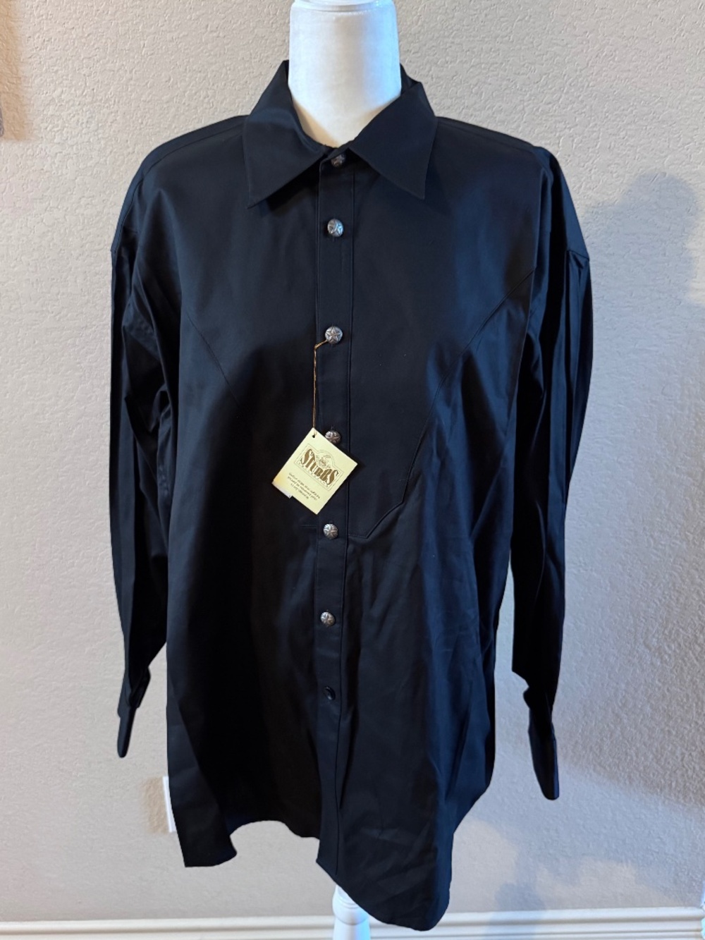 Men's Stubbs Western Wear Black Long Sleeve Texas Star Button High End Shirt
